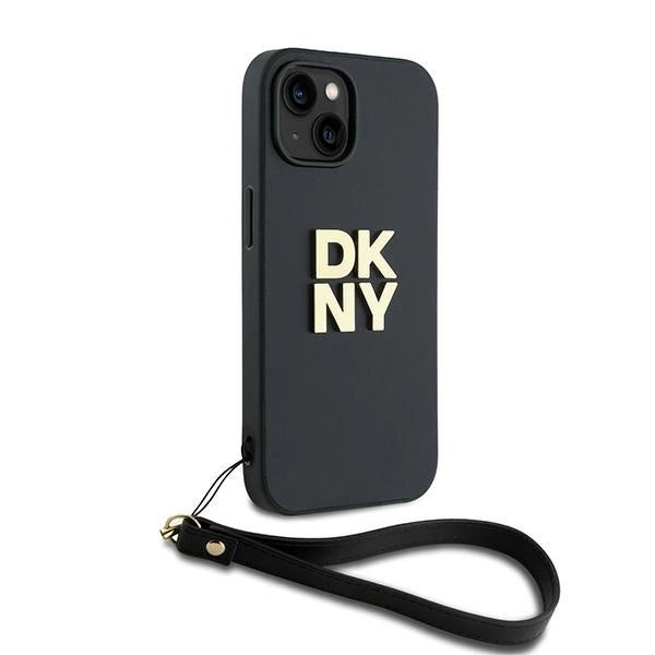 DKNY Wrist Strap Stock Logo Case til iPhone 15 / 14 / 13 - sort