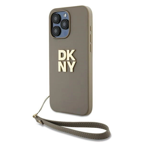 DKNY Wrist Strap Stock Logo Case til iPhone 15 Pro Max - beige