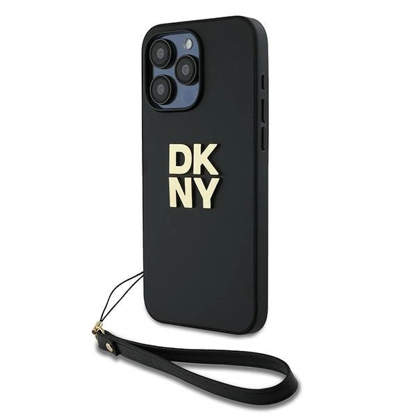 DKNY Wrist Strap Stock Logo Case til iPhone 15 Pro Max - sort