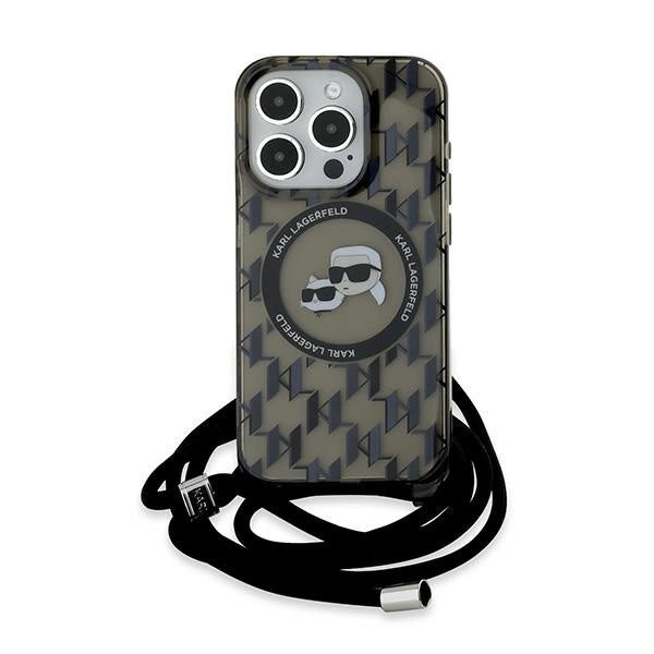 Karl Lagerfeld IML Crossbody Monogram Karl & Choupette Head MagSafe Case til iPhone 15 Pro - sort