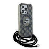 Karl Lagerfeld IML Crossbody Monogram Karl & Choupette Head MagSafe Case til iPhone 15 Pro - sort