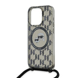 Karl Lagerfeld IML Crossbody Monogram Karl & Choupette Head MagSafe Case til iPhone 15 Pro - sort