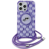 Karl Lagerfeld IML Crossbody Monogram Karl & Choupette Head MagSafe case for iPhone 15 Pro - purple