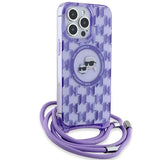 Karl Lagerfeld IML Crossbody Monogram Karl & Choupette Head MagSafe case for iPhone 15 Pro - purple