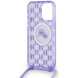 Karl Lagerfeld IML Crossbody Monogram Karl & Choupette Head MagSafe case for iPhone 15 Pro - purple