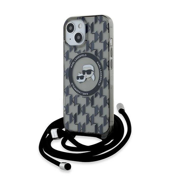 Karl Lagerfeld IML Crossbody Monogram Karl & Choupette Head MagSafe Case til iPhone 15 / 14 / 13 - sort