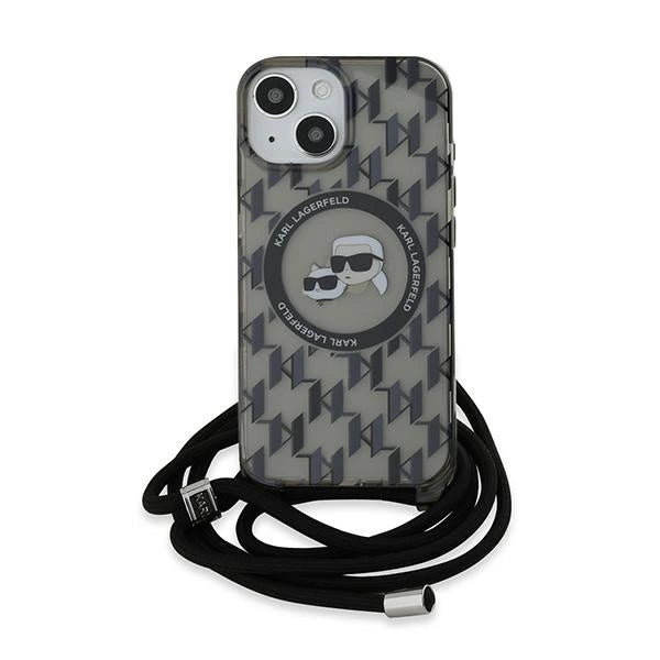 Karl Lagerfeld IML Crossbody Monogram Karl & Choupette Head MagSafe Case til iPhone 15 / 14 / 13 - sort