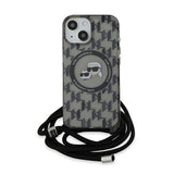 Karl Lagerfeld IML Crossbody Monogram Karl & Choupette Head MagSafe Case til iPhone 15 / 14 / 13 - sort