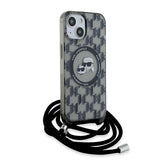 Karl Lagerfeld IML Crossbody Monogram Karl & Choupette Head MagSafe Case til iPhone 15 / 14 / 13 - sort
