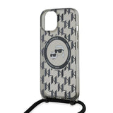 Karl Lagerfeld IML Crossbody Monogram Karl & Choupette Head MagSafe Case til iPhone 15 / 14 / 13 - sort