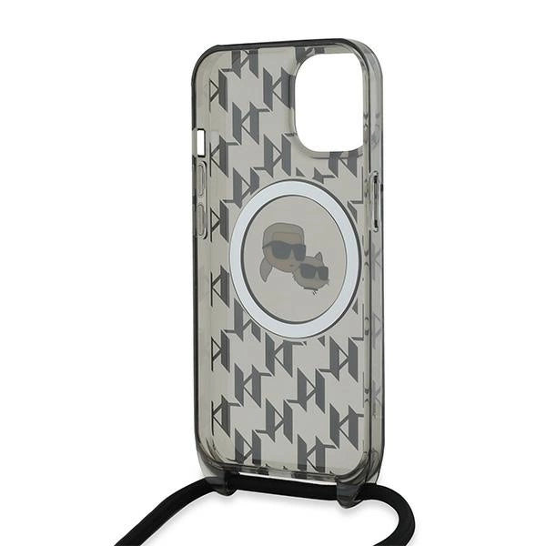 Karl Lagerfeld IML Crossbody Monogram Karl & Choupette Head MagSafe Case til iPhone 15 / 14 / 13 - sort