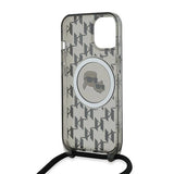 Karl Lagerfeld IML Crossbody Monogram Karl & Choupette Head MagSafe Case til iPhone 15 / 14 / 13 - sort