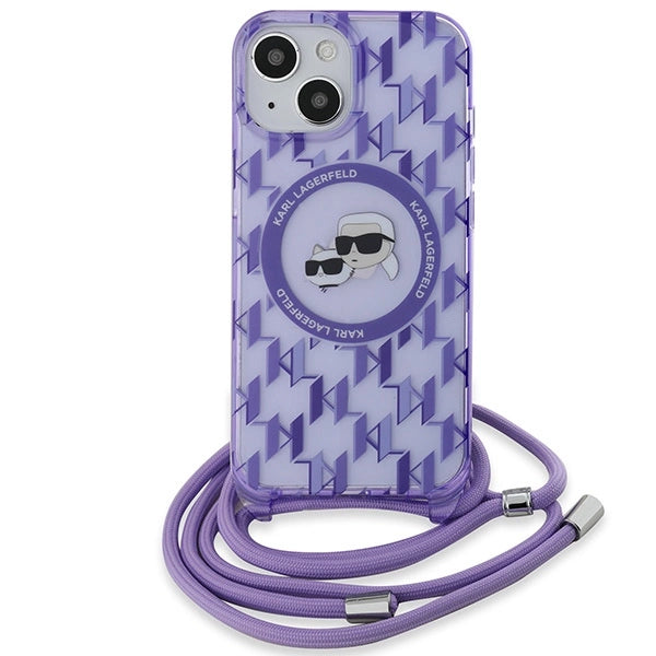 Karl Lagerfeld IML Crossbody Monogram Karl & Choupette Head MagSafe case for iPhone 15 / 14 / 13 - purple