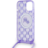 Karl Lagerfeld IML Crossbody Monogram Karl & Choupette Head MagSafe case for iPhone 15 / 14 / 13 - purple