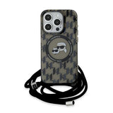 Karl Lagerfeld IML Crossbody Monogram Karl & Choupette Head MagSafe Case til iPhone 15 Pro Max - sort