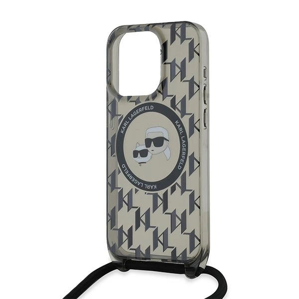 Karl Lagerfeld IML Crossbody Monogram Karl & Choupette Head MagSafe Case til iPhone 15 Pro Max - sort