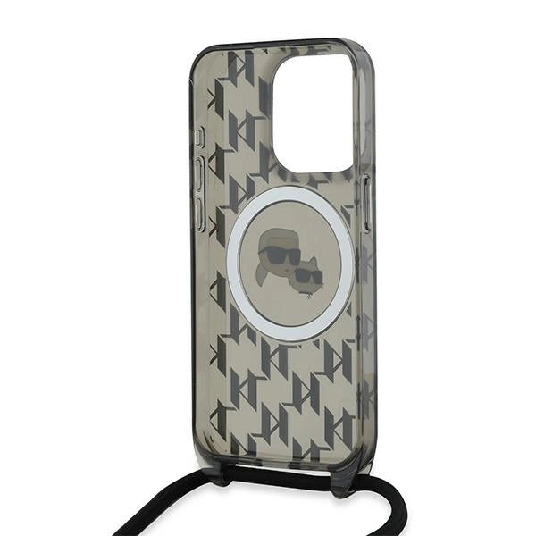 Karl Lagerfeld IML Crossbody Monogram Karl & Choupette Head MagSafe Case til iPhone 15 Pro Max - sort