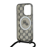 Karl Lagerfeld IML Crossbody Monogram Karl & Choupette Head MagSafe Case til iPhone 15 Pro Max - sort