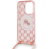 Karl Lagerfeld IML Crossbody Monogram Karl & Choupette Head MagSafe Case til iPhone 15 Pro Max - Pink
