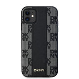 DKNY Leather Checkered Mono Pattern MagSafe Case for iPhone 11 / Xr - Black