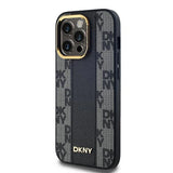 DKNY Leather Checkered Mono Pattern MagSafe Case for iPhone 13 Pro / 13 - Black