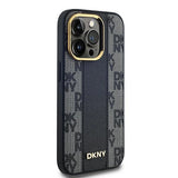 DKNY Leather Checkered Mono Pattern MagSafe Case for iPhone 13 Pro / 13 - Black