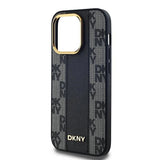 DKNY Leather Checkered Mono Pattern MagSafe Case for iPhone 13 Pro / 13 - Black