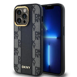 DKNY Leather Checkered Mono Pattern MagSafe case for iPhone 14 Pro - black