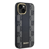 DKNY Leather Checkered Mono Pattern MagSafe Case for iPhone 15 Plus / 14 Plus - Black