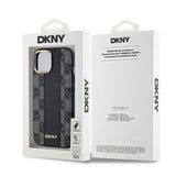 DKNY Leather Checkered Mono Pattern MagSafe Case for iPhone 15 Plus / 14 Plus - Black