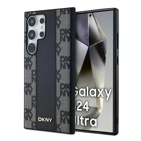 DKNY læder krydsede Mono mønster MagSafe Case til Samsung Galaxy S24 Ultra - sort