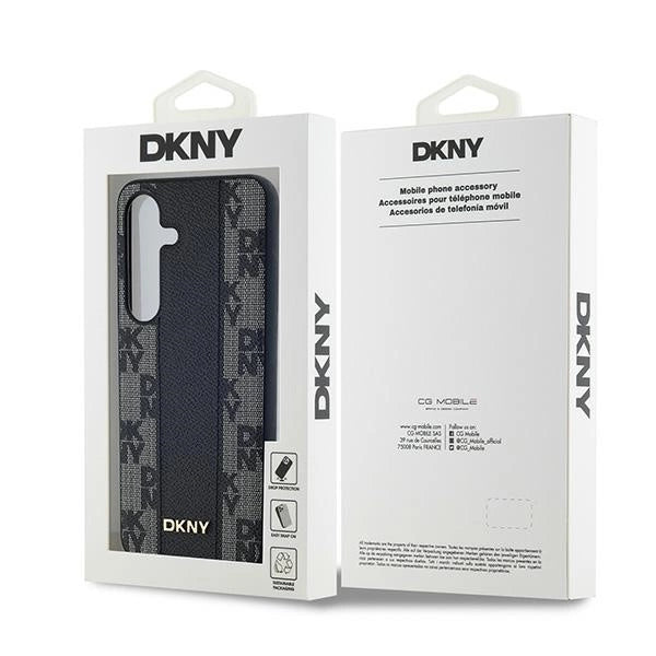 MagSafe-kasse af DKNY læder med krydsflag for Samsung Galaxy S24+ - sort