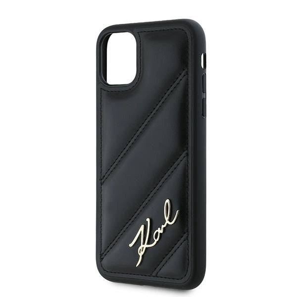 Karl Lagerfeld Diagonal Quilted Script case for iPhone 11 / Xr - black