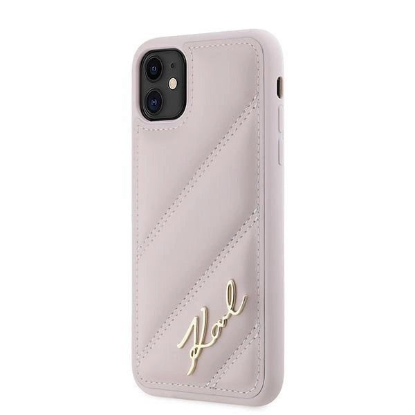 Karl Lagerfeld Diagonal Quilted Script case for iPhone 11 / Xr - pink