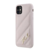 Karl Lagerfeld Diagonal Quilted Script case for iPhone 11 / Xr - pink