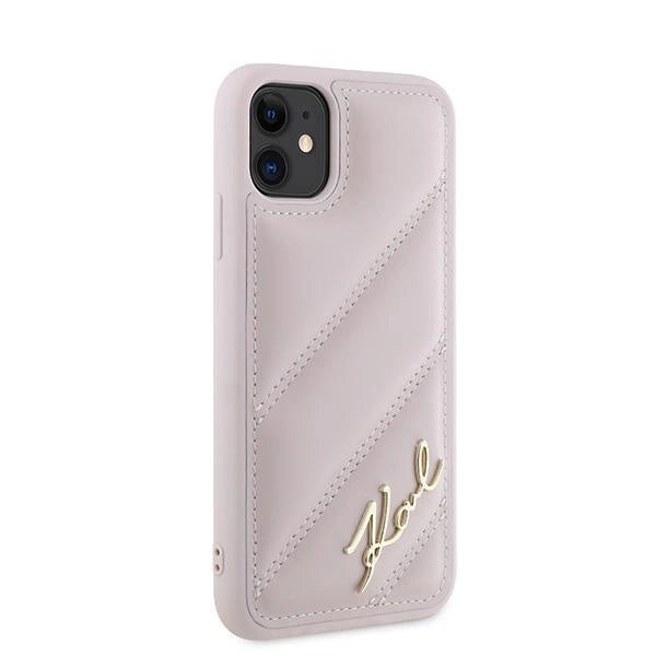 Karl Lagerfeld Diagonal Quilted Script case for iPhone 11 / Xr - pink