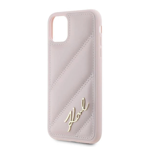 Karl Lagerfeld Diagonal Quilted Script case for iPhone 11 / Xr - pink