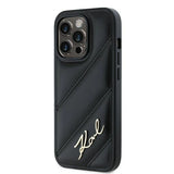 Karl Lagerfeld Diagonal Quilted Script case for iPhone 14 Pro - black