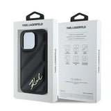 Karl Lagerfeld Diagonal Quilted Script case for iPhone 14 Pro - black