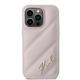 Karl Lagerfeld Diagonal Quilted Script Case til iPhone 14 Pro - pink