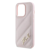 Karl Lagerfeld Diagonal Quilted Script Case til iPhone 14 Pro - pink