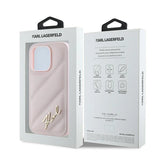 Karl Lagerfeld Diagonal Quilted Script Case til iPhone 14 Pro - pink