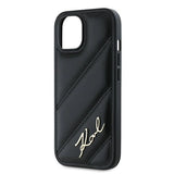 Karl Lagerfeld Diagonal Quilted Script case for iPhone 14 / 15 / 13 - black