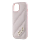 Karl Lagerfeld Diagonal Quilted Script Case til iPhone 14 / 15 / 13 - pink