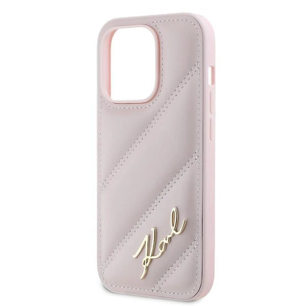 Karl Lagerfeld Diagonal Quilted Script Case til iPhone 14 Pro Max - pink