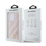 Karl Lagerfeld Diagonal Quilted Script Case til iPhone 15 Pro - pink
