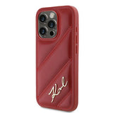 Karl Lagerfeld Diagonal Quilted Script case for iPhone 15 Pro - red