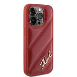 Karl Lagerfeld Diagonal Quilted Script case for iPhone 15 Pro - red