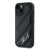 Karl Lagerfeld Diagonal Quilted Script case for iPhone 15 Plus / 14 Plus - black