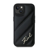Karl Lagerfeld Diagonal Quilted Script case for iPhone 15 Plus / 14 Plus - black